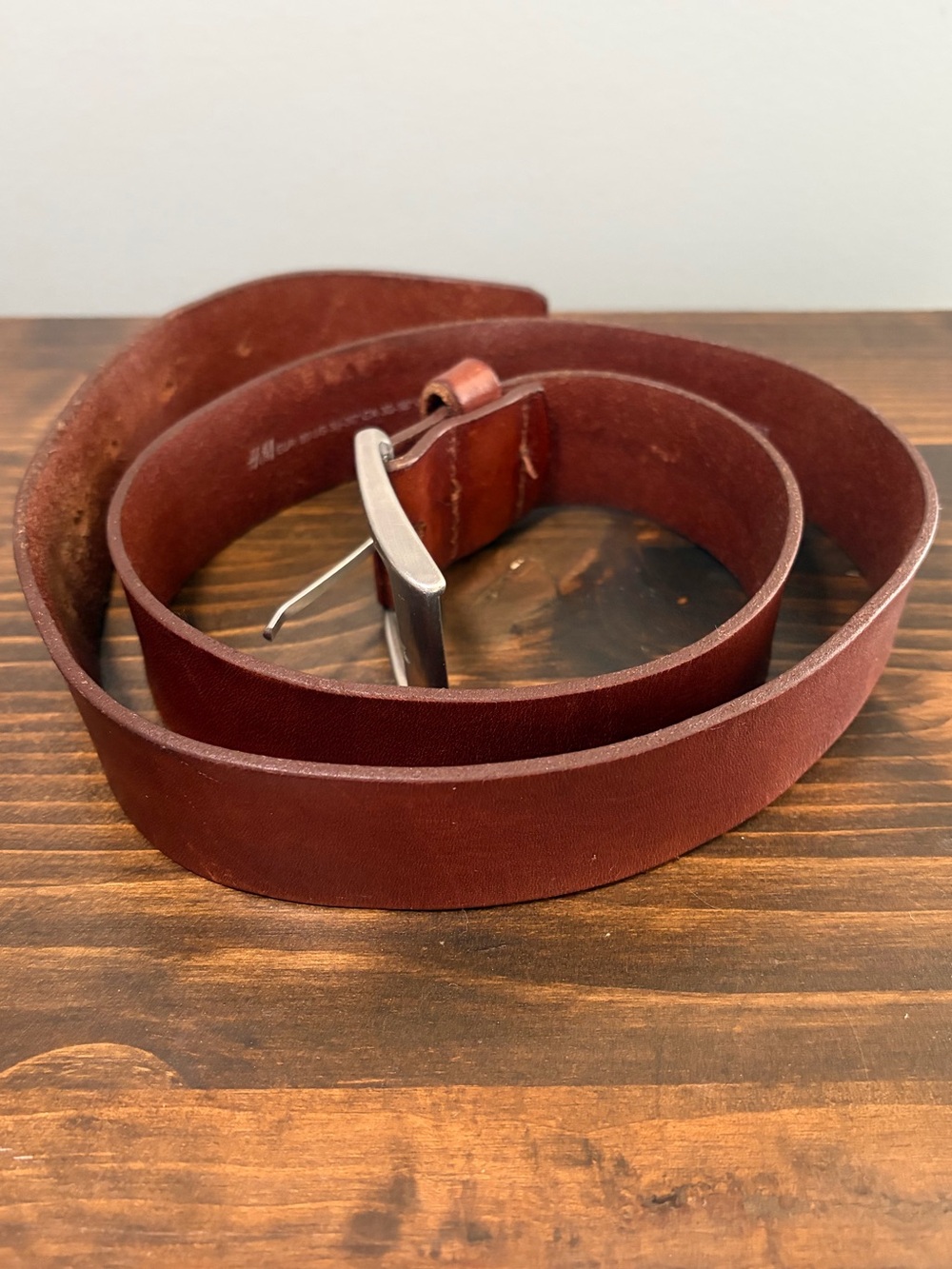 H&M Men's Brown Leather Belt Strap Made in Sweden Buckle Made in Italy 35-36